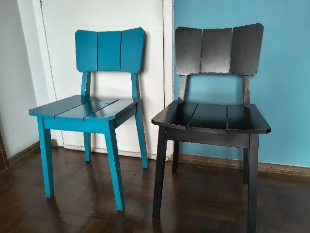 2 cadeira oppa design - preta e azul