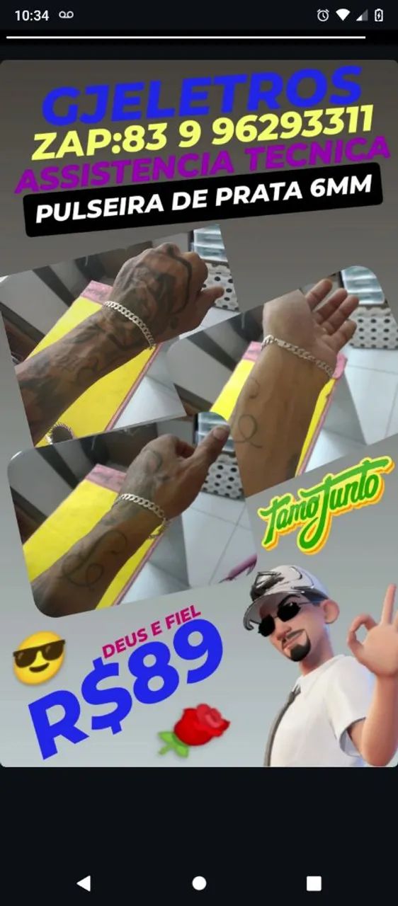 PULSEIRA DE PRATA 6MM - Foto 5