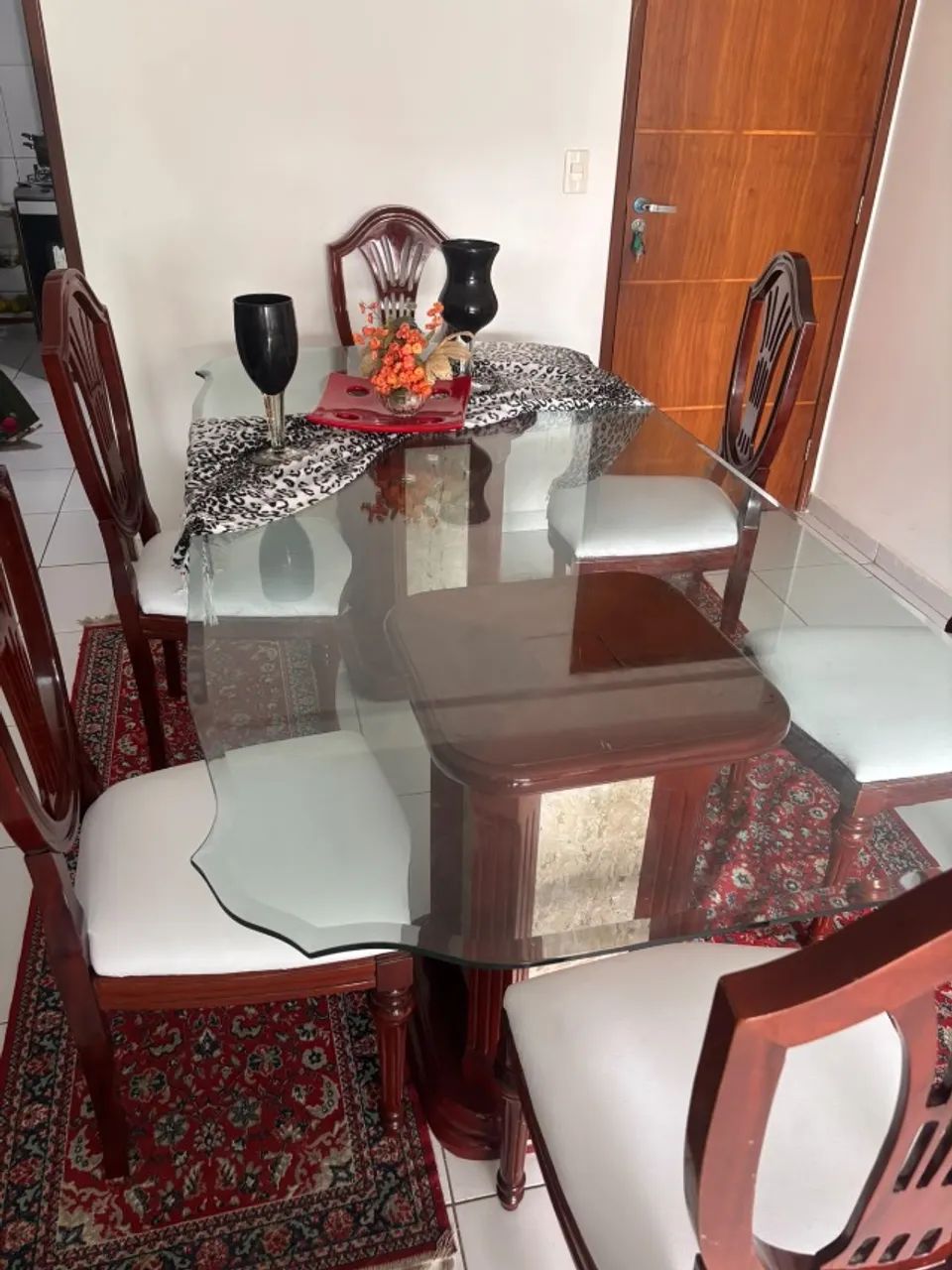 Mesa Jantar Luxo c/ 6 cadeiras - Madeira Maciça
