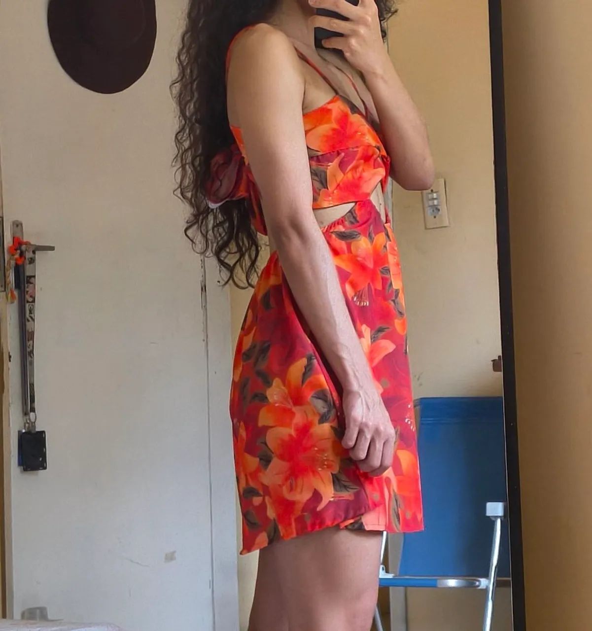 Vestido Floral Laranja (desapego) - Foto 3