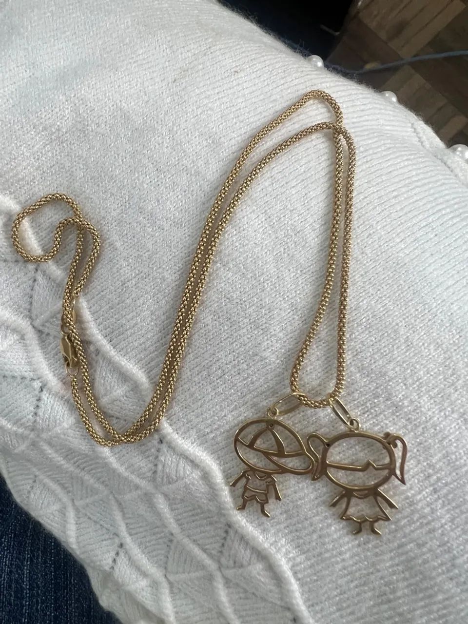 CORRENTE MENINO E MENINA OURO 18 kl