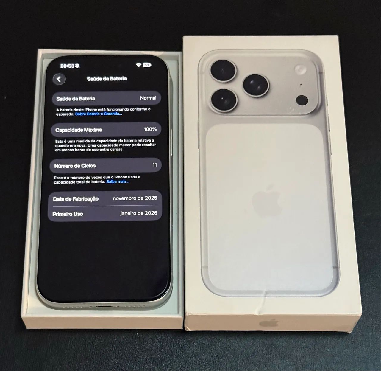 iPhone 17 Pro 256GB Silver - Bateria 100% - Garantia Apple até 03