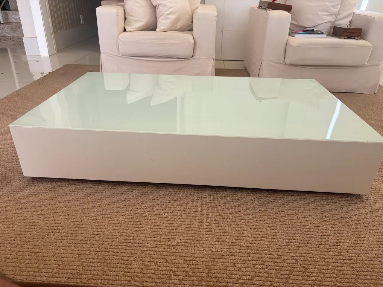 Mesa de Centro com vidro laqueado branco - Foto 4