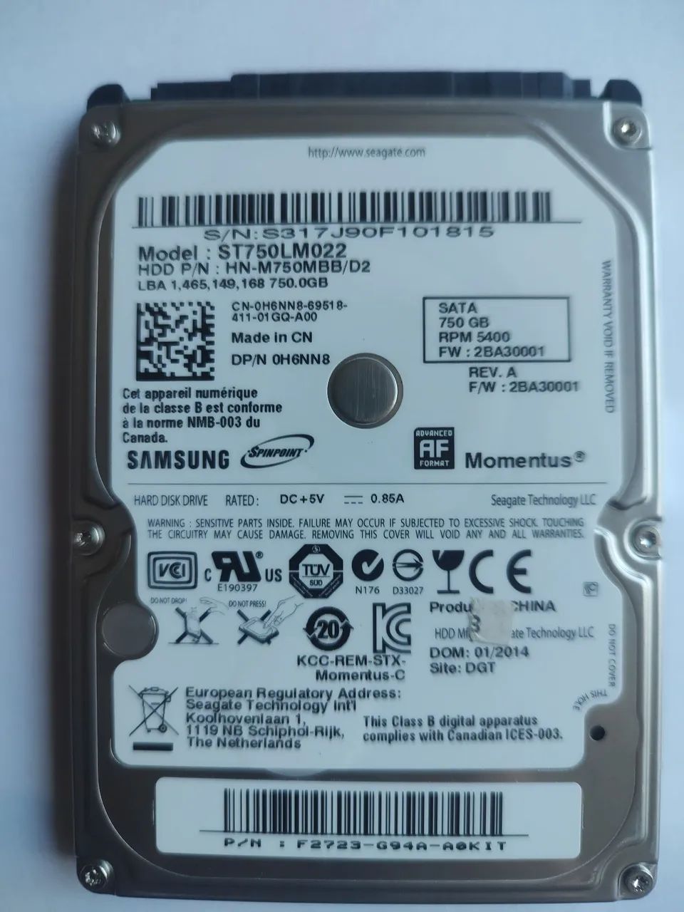 HD Sata 720:GB NoteBook - Samsung