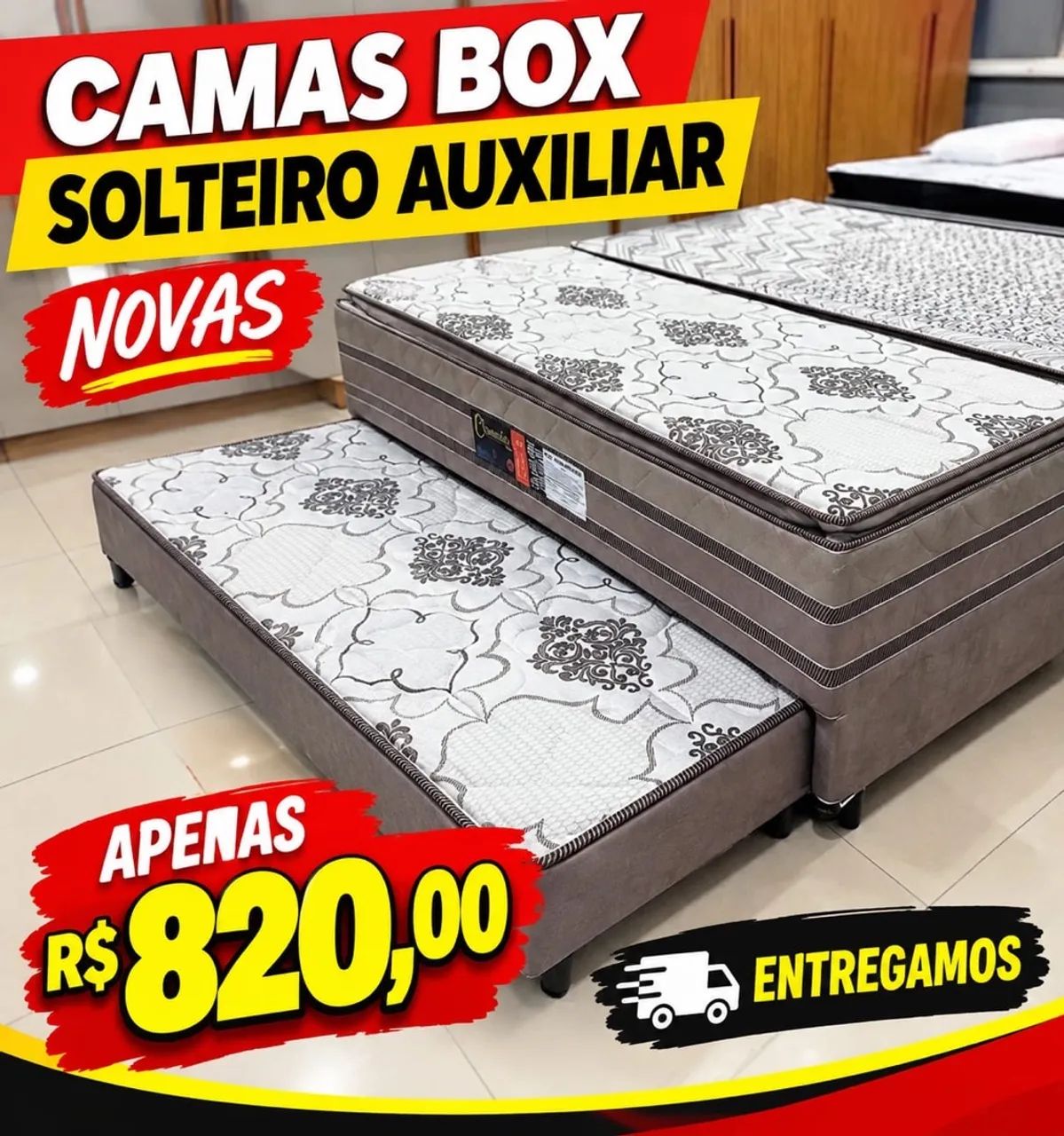 Camas box solteiro auxiliar novas 