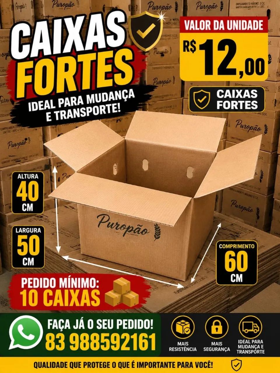 Caixas para Mudanças embalagens e empacotamentos caixas largas Kit 10 caixas 120.00