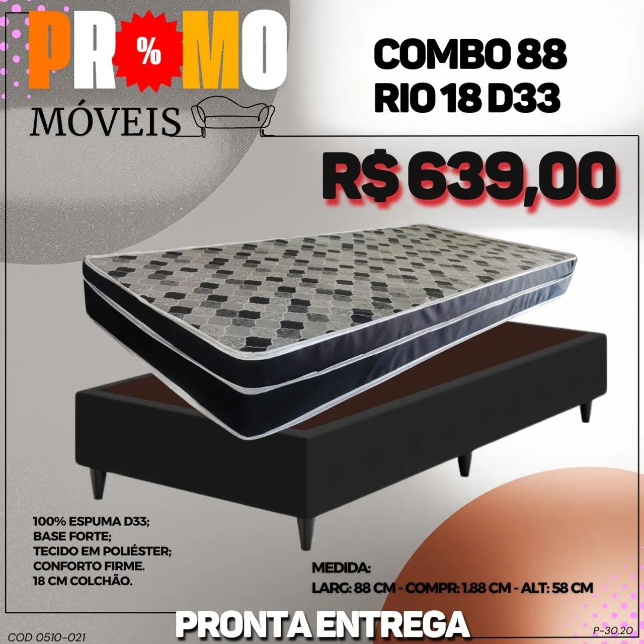 Base com colchão de solteiro d33 - ENTREGA IMEDIATA 