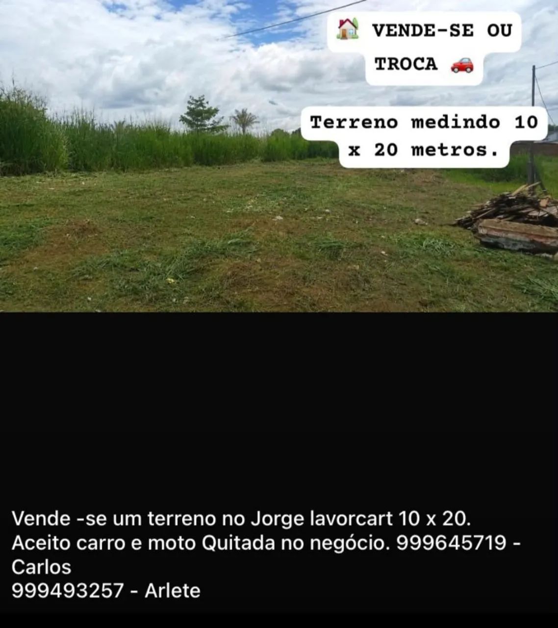 Vendo ou Troco Terreno (R$20.000).