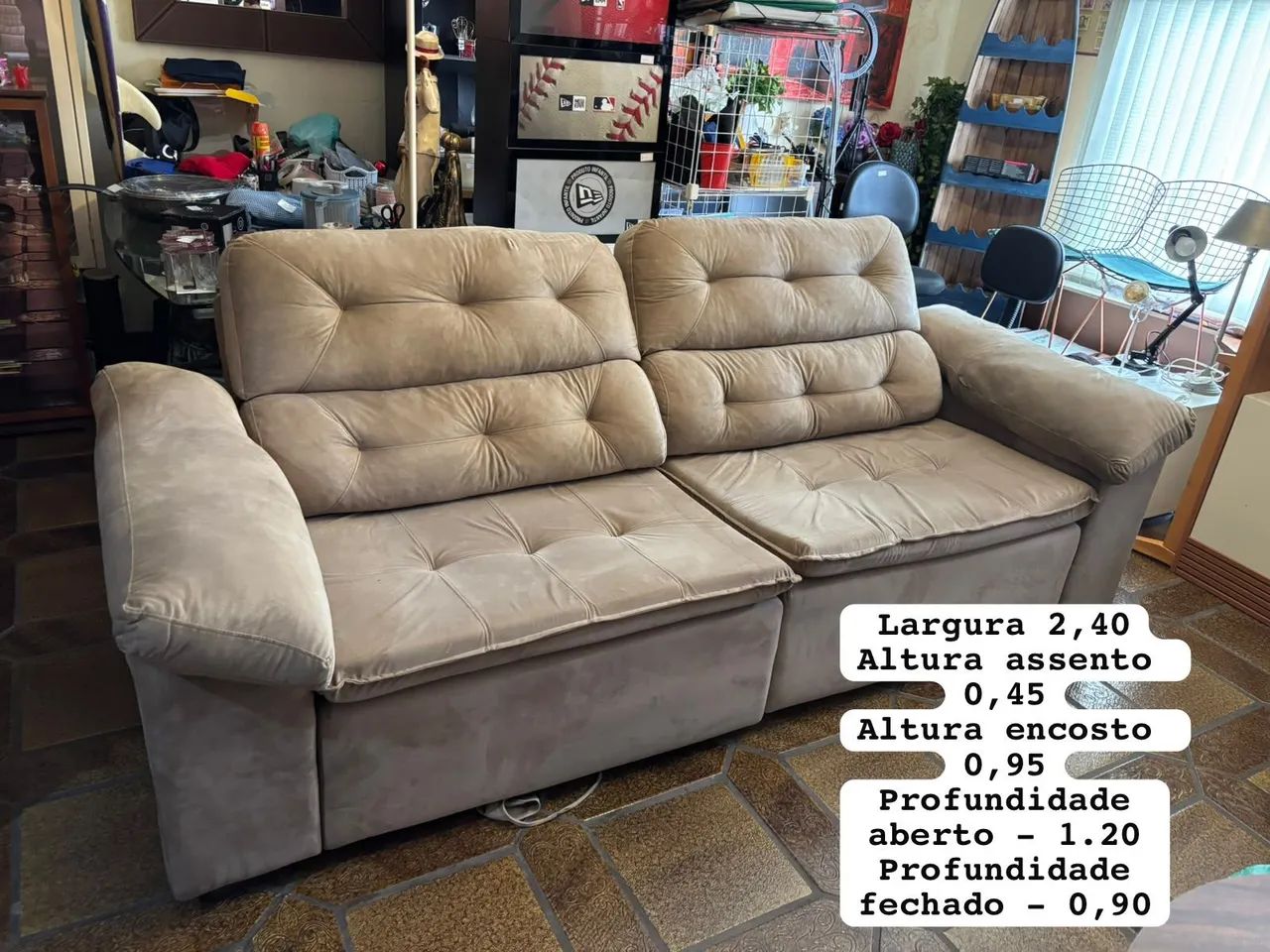 Sofá Tecido Retrátil e Reclinável 