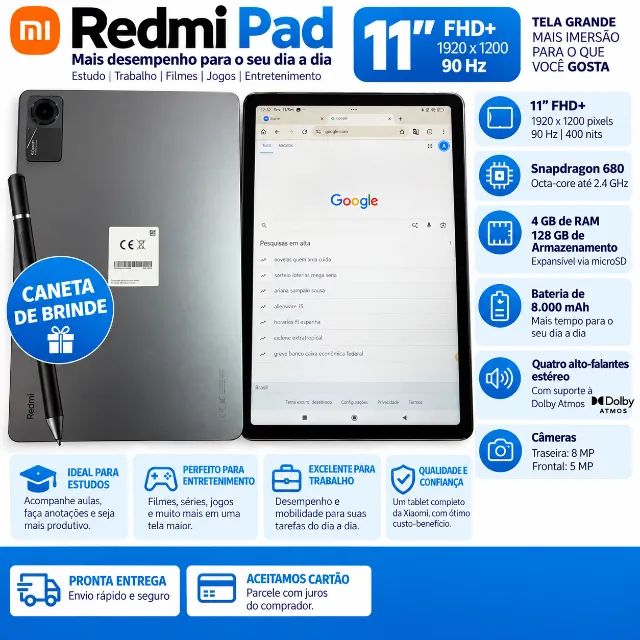 Tablet Redmi Pad 11" 128GB Snapdragon 680 + Caneta
