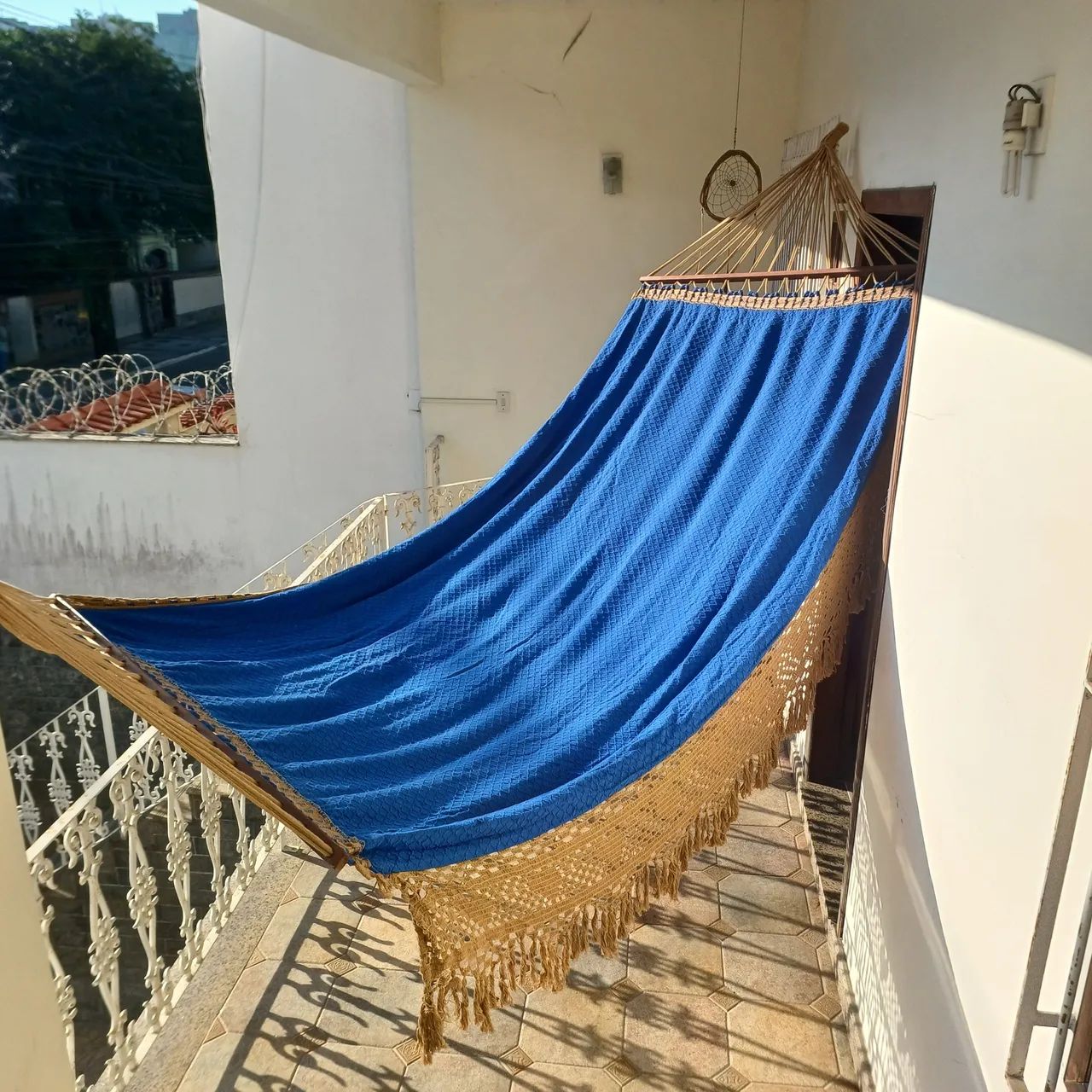Rede de Descanso Casal Azul com Varanda Macramê - Foto 2