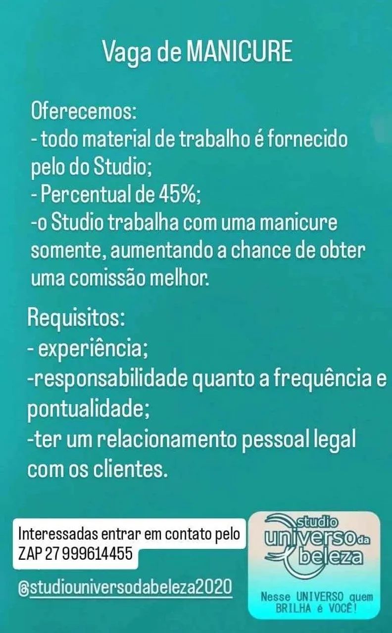Vaga para Manicure