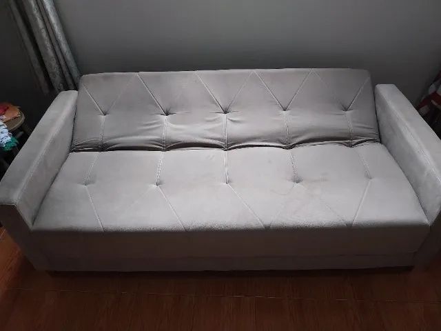 Sofá cama usado - (Aurora Suede/Adonai Estofados/Bege/Com Defeito/Retirada) - Foto 2