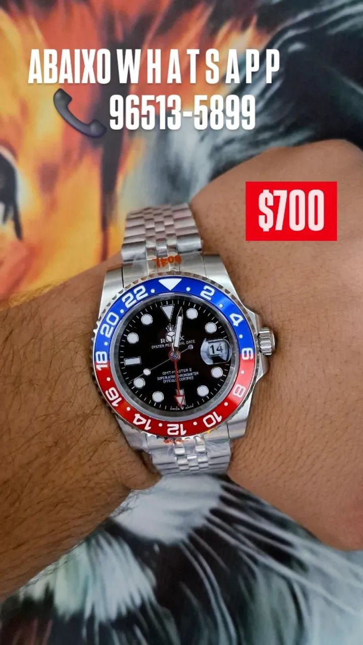 Relógio ROLEX AUTOMÁTICO GMT MASTER II PEPSI