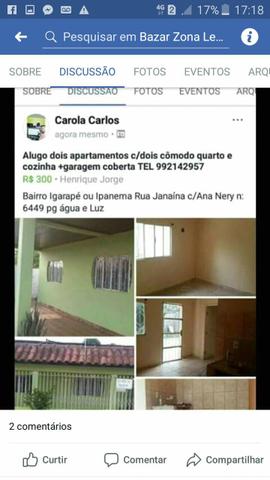 IAluga-se apartamento pra casal de 1 quarto e cozinha e garagem coberta