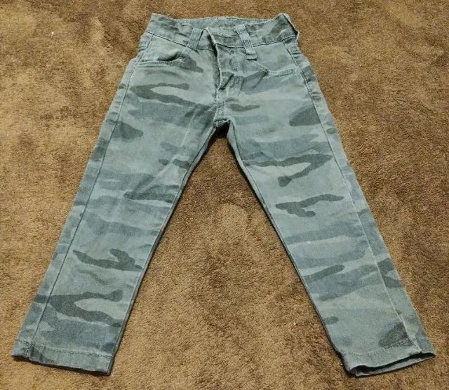 Calça jeans militar masculina infantil