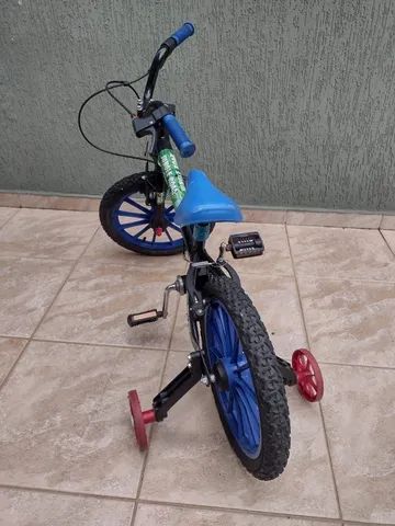 Bicicleta Infantil Azul Aro 16" com rodinhas Marca: Jungle Roar Brinke+ - Foto 6