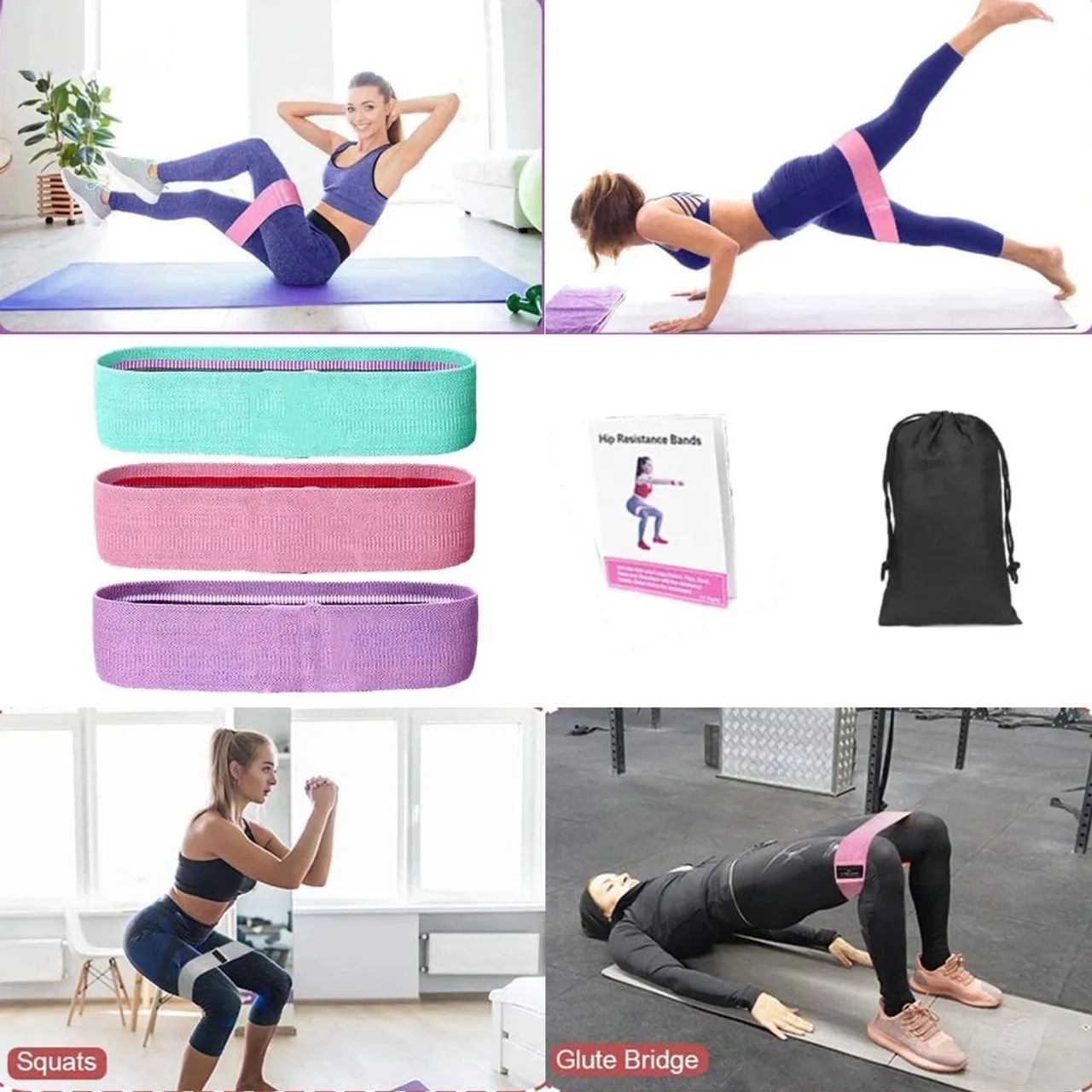 Kit de 3 Faixas Elásticas de Exercício Hip Resistance Bands - Foto 2