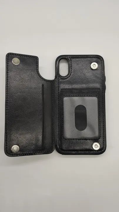 Capa case carteira em couro para iphone xs - Foto 2