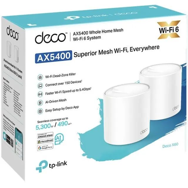 Sistema Wi-Fi Mesh TP-Link Deco X60 Whole-Home AX5400 - 2 Unidades