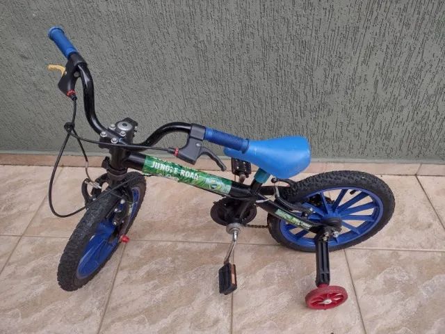Bicicleta Infantil Azul Aro 16" com rodinhas Marca: Jungle Roar Brinke+