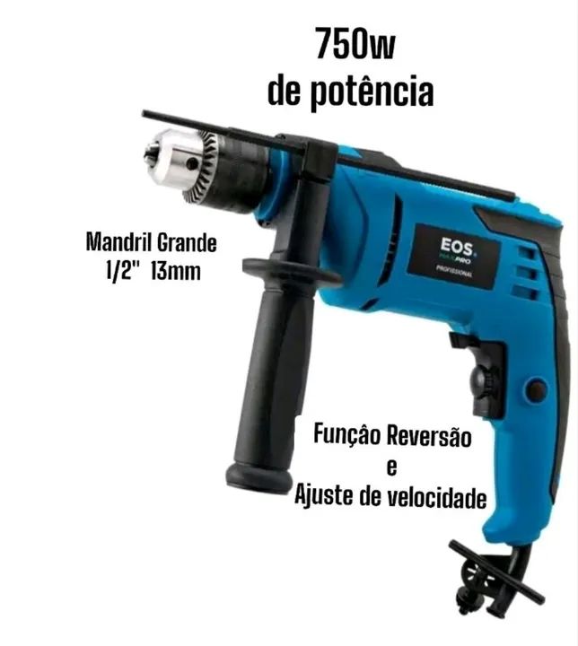 Furadeira De impacto 1/2" 13mm 750W(Rolamentada) Profissional 
