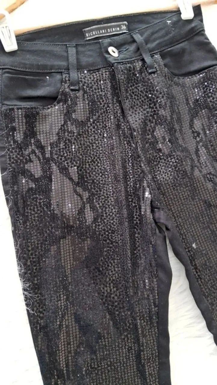Calça jeans Dicollani  Paetes tam 36  - Foto 3