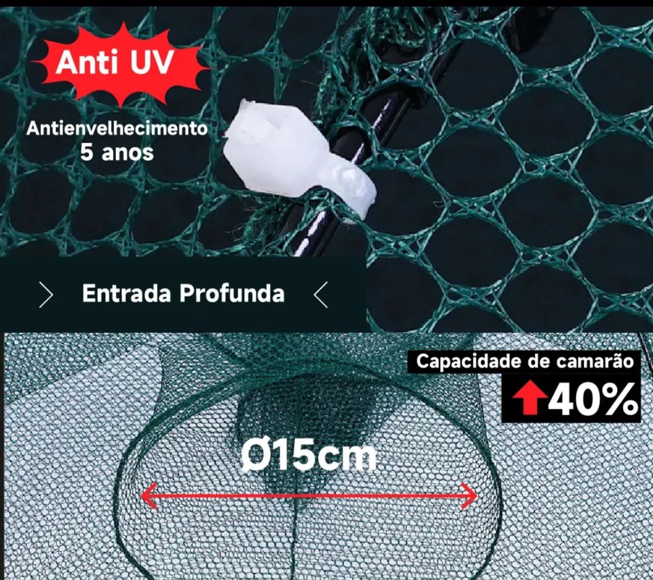 Armadilha Rede de Pesca Dobrável - Fácil, Prática e Resistente - Foto 5