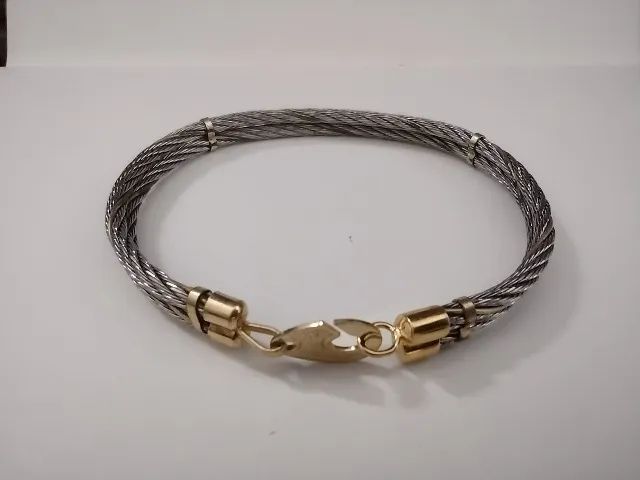 Pulseira em aço e ouro banhado - Foto 2