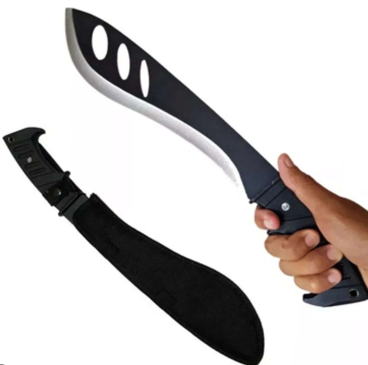 Facão Kukri Tático com Bainha - Ideal para Camping e Aventura