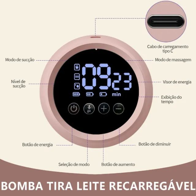 Bomba Tira-leite Materno Eletrica Extratora Portatil Digital - Foto 2