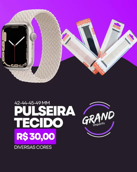 Pulseira de tecido para Smartwatch 42/44/45/49mm - Diversas Cores