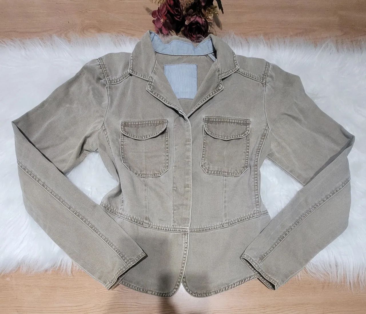 Casaco de lã  e blazer jeans bege TAM. P