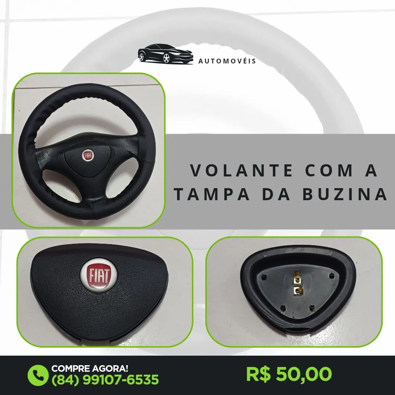Volante Fiat com Tampa da Buzina - Peça Automotiva