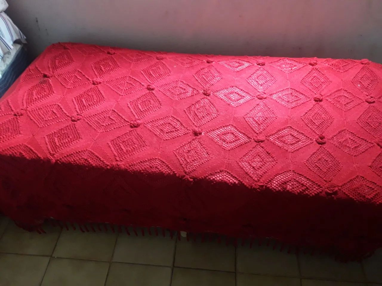 Coucha de crochê feita a mão para casal