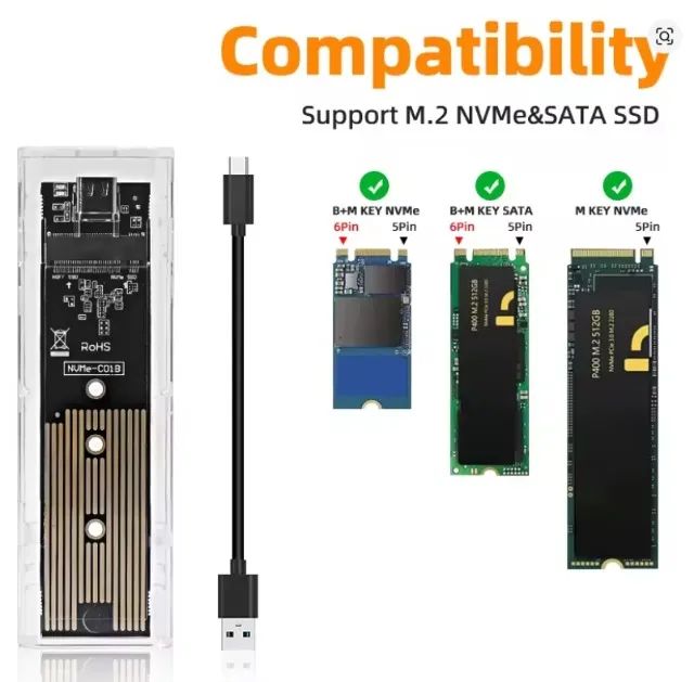 Gabinete de disco rígido Adaptador nvme m2 sata 
