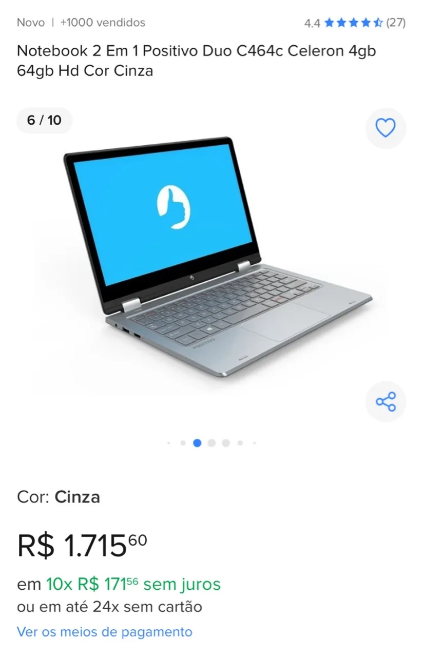 Notebook positivo DUOC 464