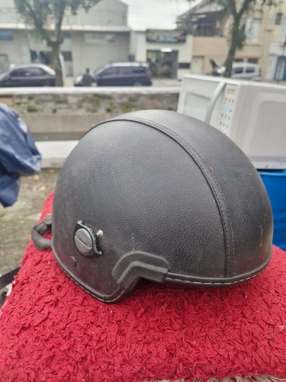 Capacete Old School em Couro - Preto - Foto 3