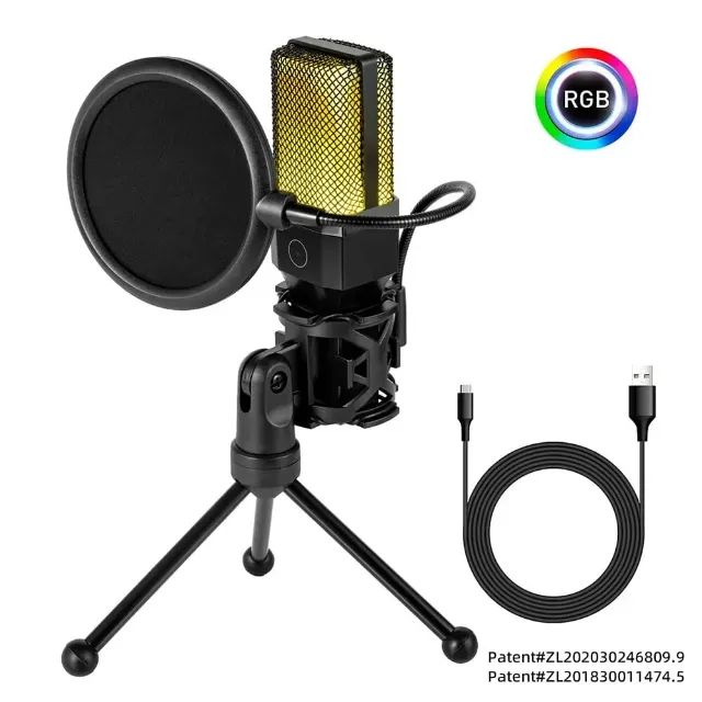 Microfone Gamer Redragon Adne RGB GM212 - USB Tipo-C | Preto - Foto 2