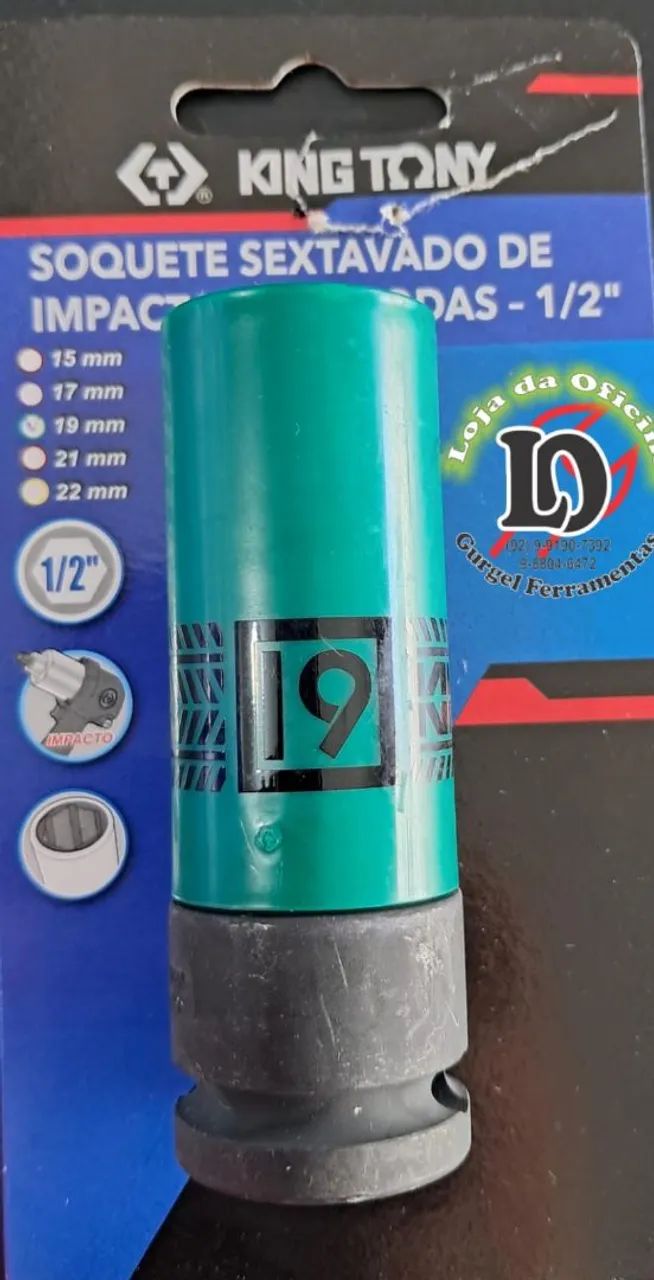 Soquete sextavado de impacto p/ rodas liga leve 19mm - King Tony - Foto 2
