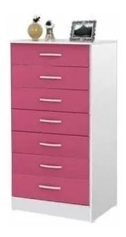 Cômoda Resende.Macabu 7Gvs Branco com Rosa AS Moveis - Entrega Rápida! 