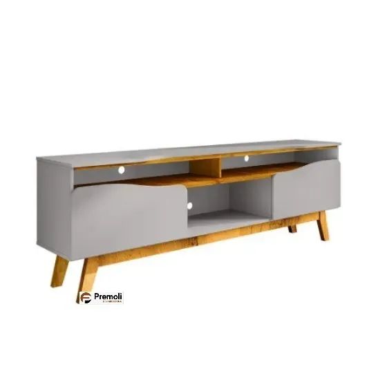 Rack para TV Até 65 Polegadas Ilhabela 2 Portas Off White/Naturalle - Móveis Bechara