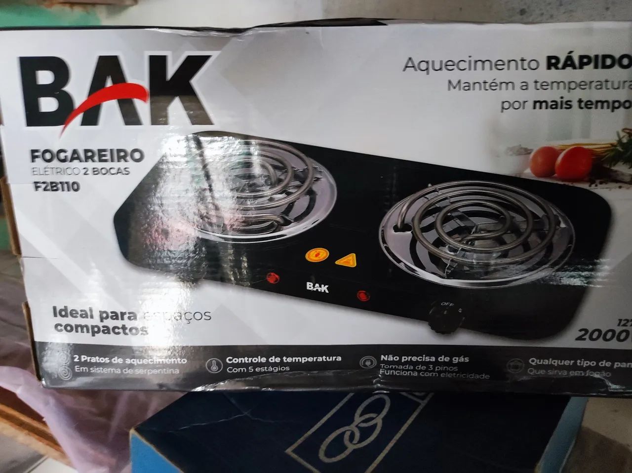 Fogareiro Elétrico 2 Bocas BAK F2B110 - Novo