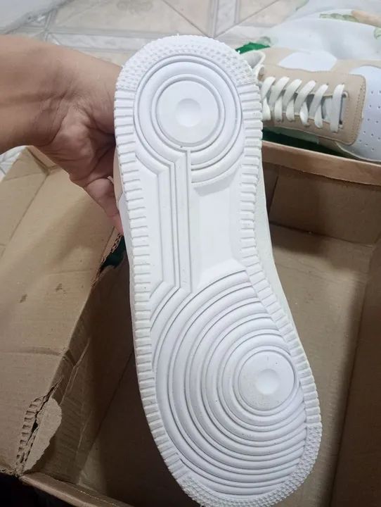 Tênis Casual Branco e Bege - Foto 4