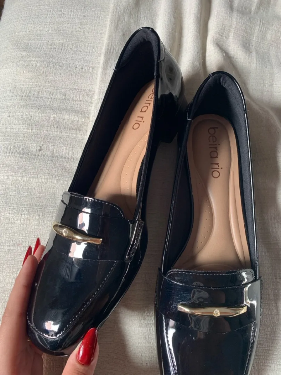 Mocassim / sapatilha preto feminino envernizado