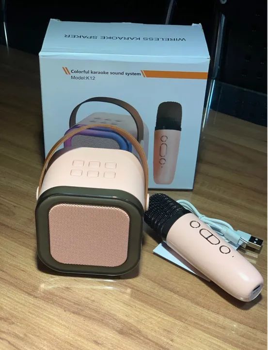 Caixa de som Karaokê com microfone sem fio Bluetooth - Foto 5