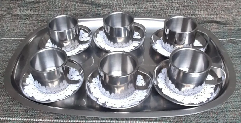 Conjunto de cafezinho em aço inox