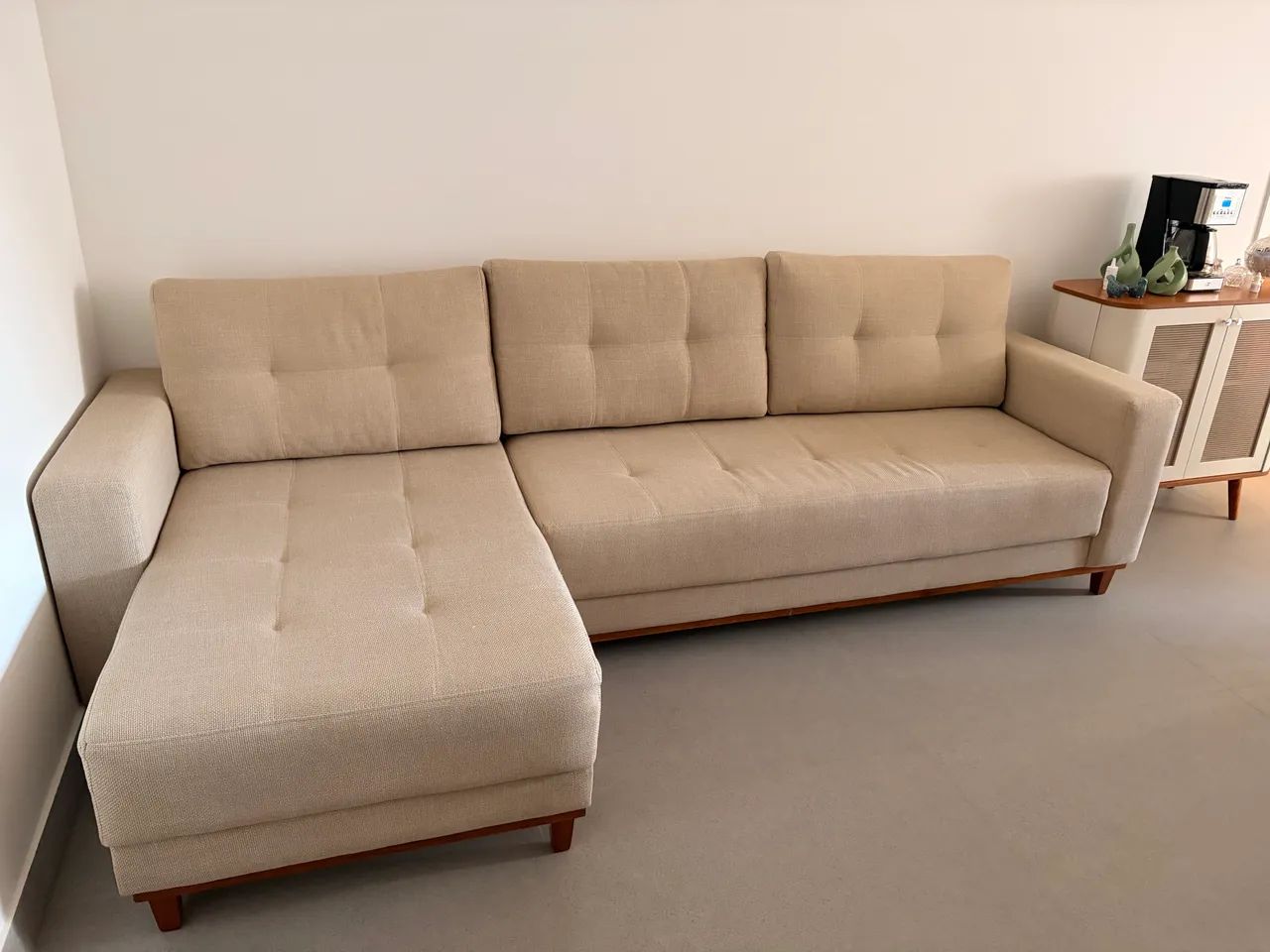 Sofá de linho com chaise - 2,80 m - Estado de NOVO - Foto 3