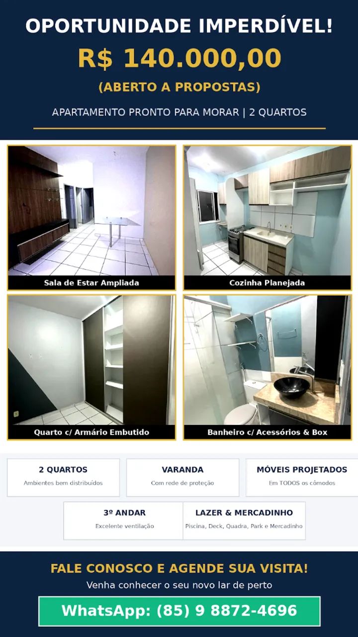 APARTAMENTO À VENDA  R$ 140.000,00