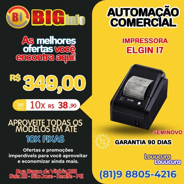 Impressora Nao Fiscal Elgin I7  USB - em ate 10x Fixas